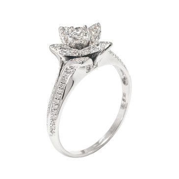 Помолвочное кольцо с бриллиантовой розой 921254Б