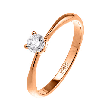 Помолвочное кольцо из красного золота с бриллиантом 911251Б